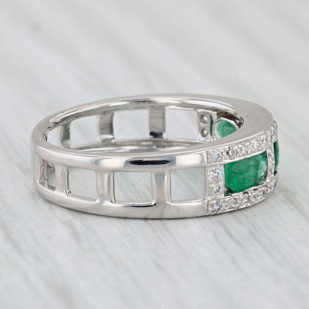Light Gray 0.85ctw Emerald Diamond Ring 14k White Gold Size 6 Stackable Wedding Band