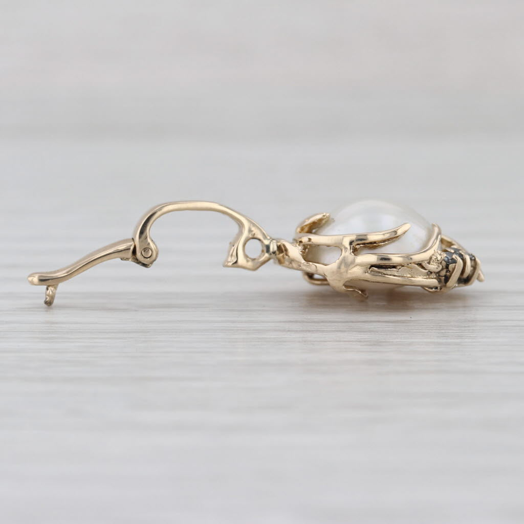 Mabe Pearl Diamond Enhancer Pendant 14k Yellow Gold Enhancer Clip Bail