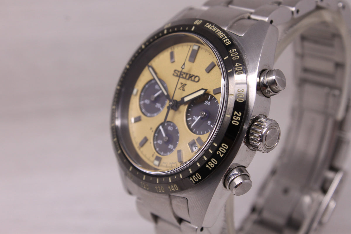 Seiko Prospex Speedtimer Solar Chronograph Watch 39.5mm Steel Date SSC817