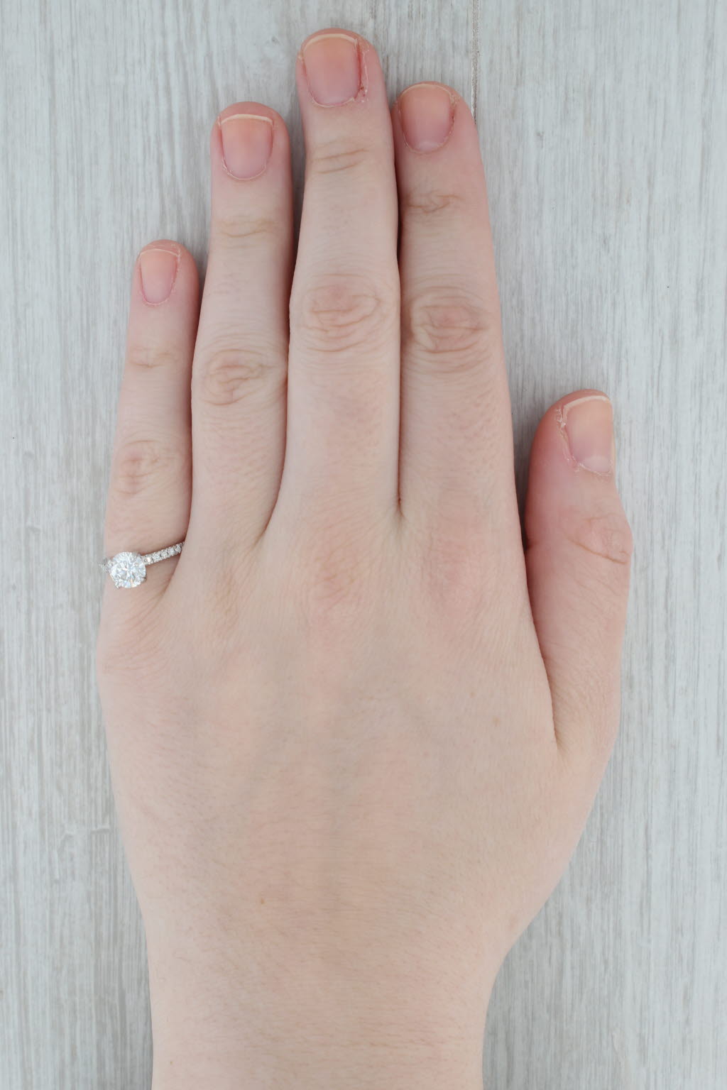 Gray 1.37ctw VS2 F Round Diamond Engagement Ring Platinum Size 5.75 GIA