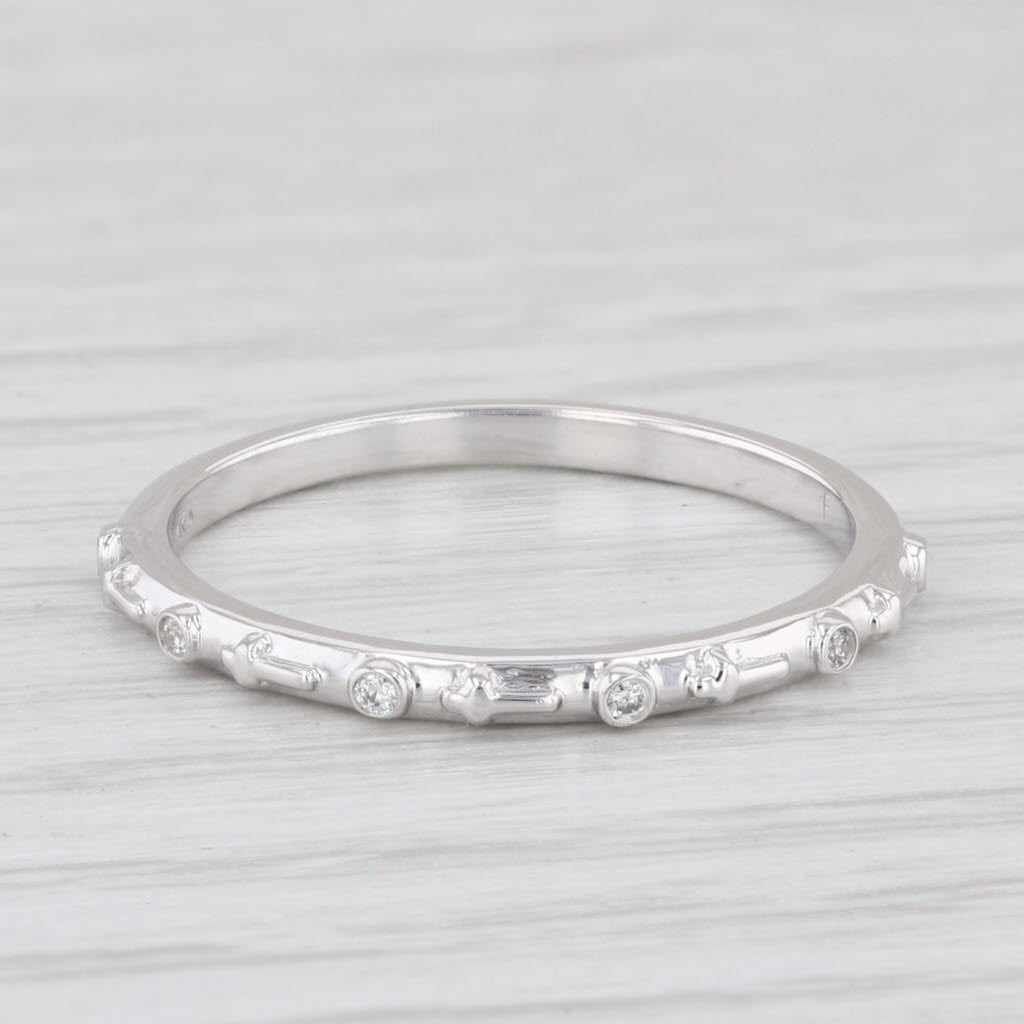 Light Gray New Diamond Stackable Ring 14k White Gold Size 6 Wedding Band