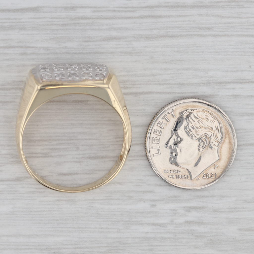 Gray 0.20ctw Diamond Men's Ring 10k Yellow Gold Size 10.25