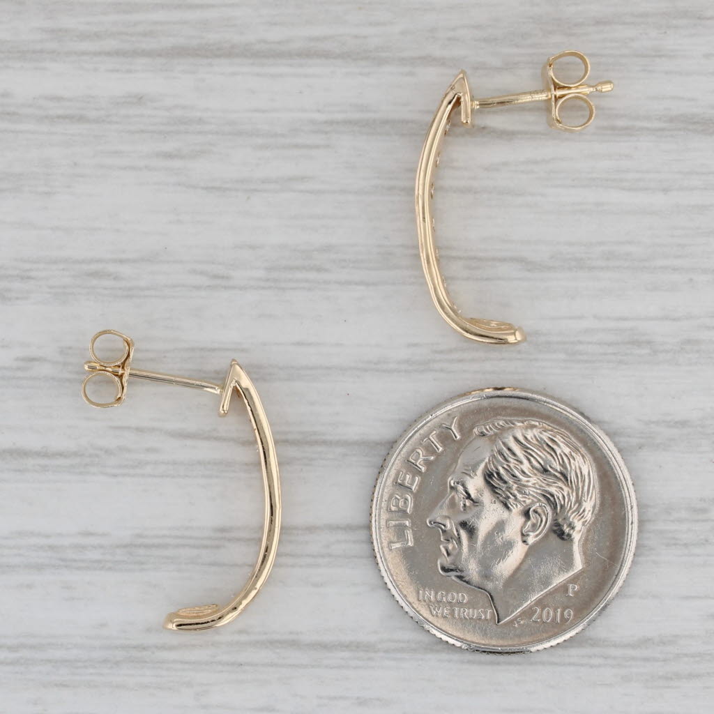 Gray 0.24ctw Diamond J-Hook Earrings 14k Yellow Gold Pierced Drops