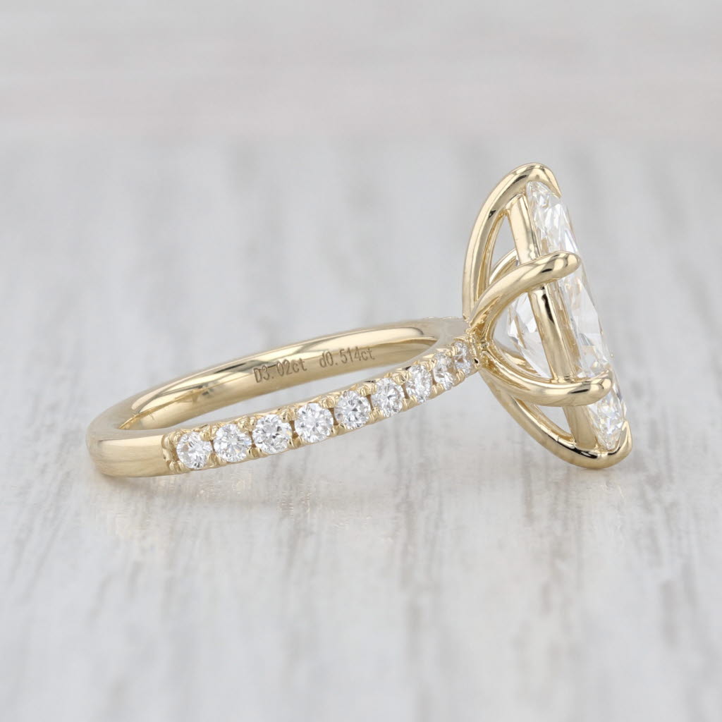 New IGI 3.53ctw Lab Grown Diamond Marquise Engagement Ring 14k Gold Size 6