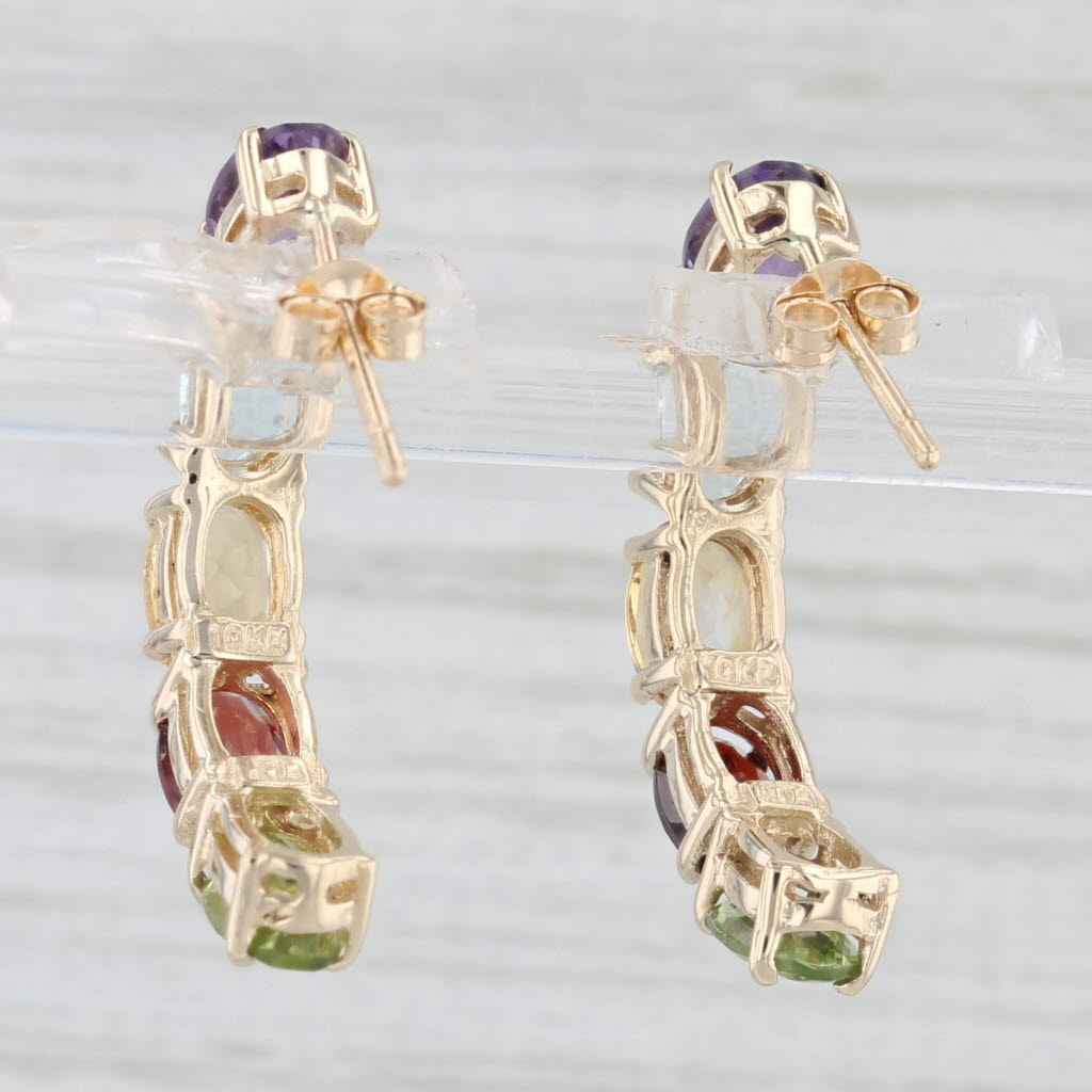 Light Gray 4.72ctw Gemstone Journey Earrings 10k Gold Amethyst Topaz Citrine Garnet Peridot