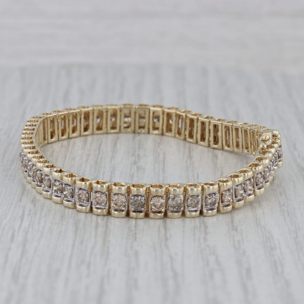 Gray 4ctw Diamond Tennis Bracelet 10k Yellow Gold 7" 6.6mm