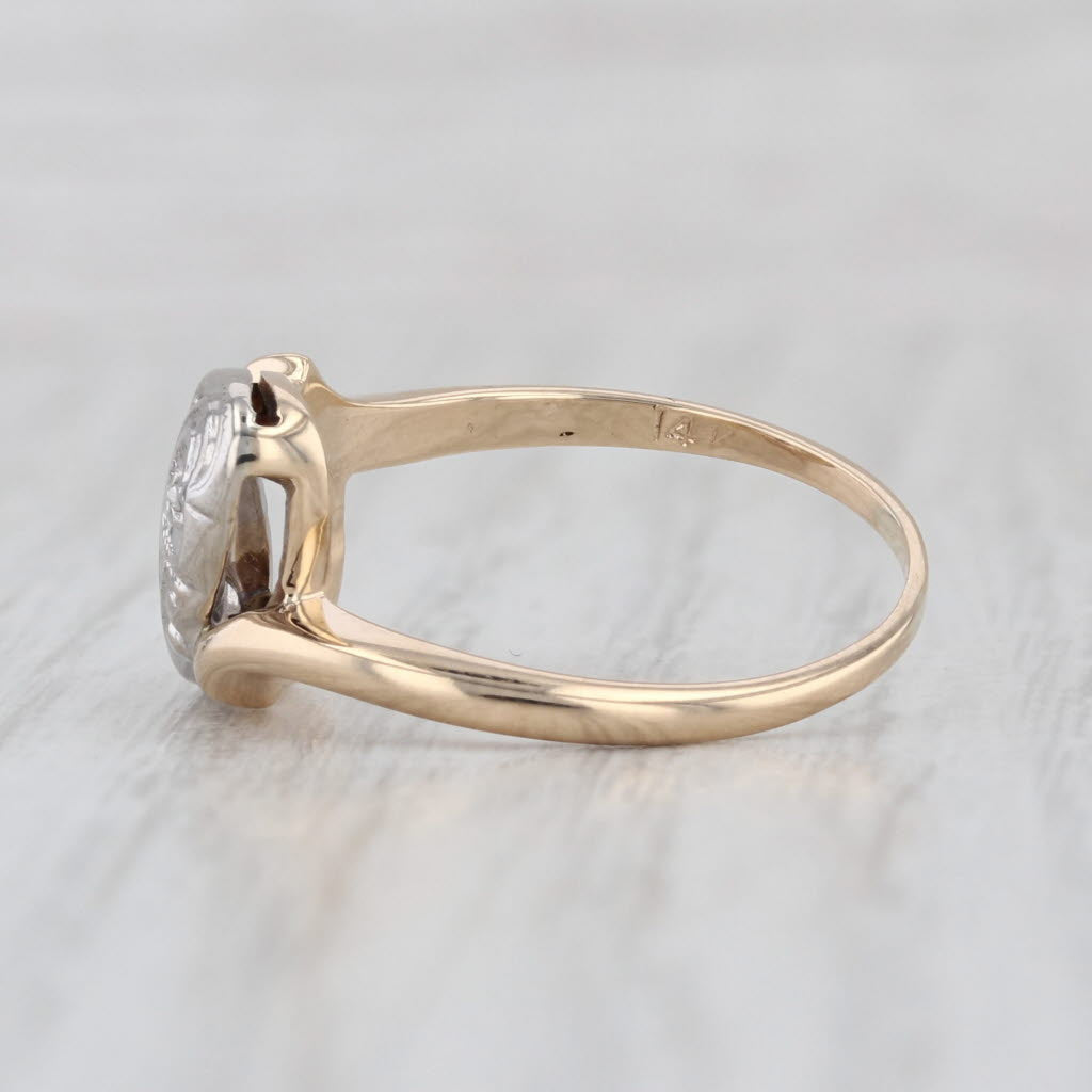 Diamond Princess Bypass Ring 14k White Yellow Gold Size 7.5