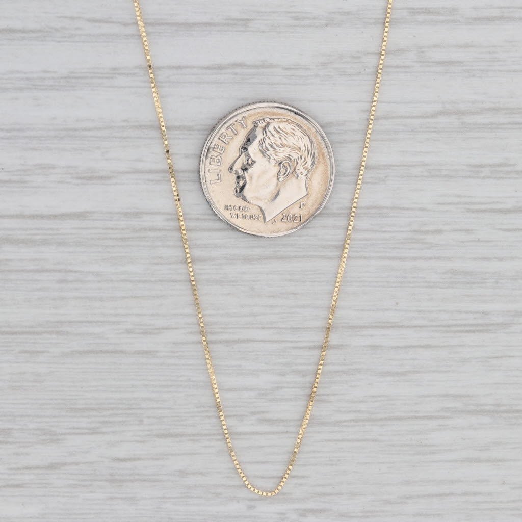 Gray 18" 0.5mm Box Chain Necklace 18k Yellow Gold Italy