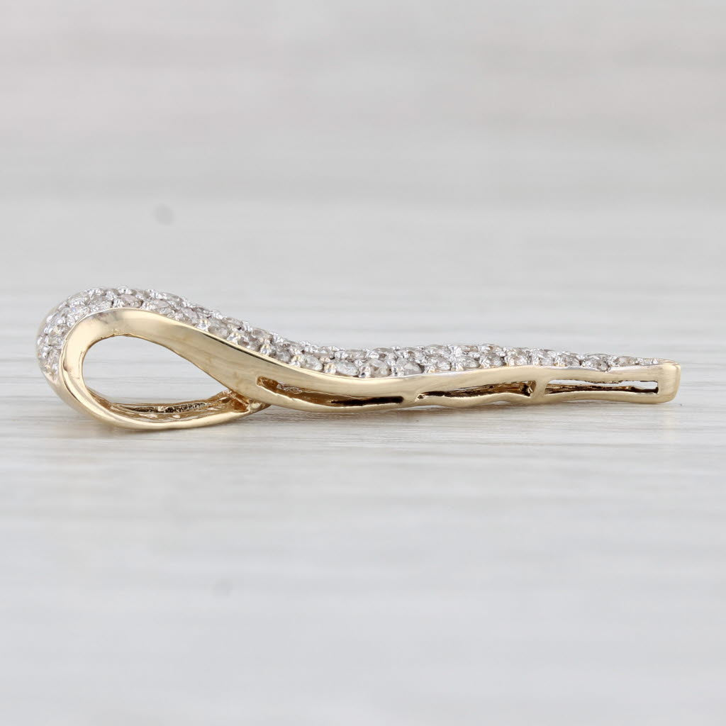 Light Gray 0.47ctw Pave Diamond Journey Pendant 14k Yellow Gold Floating Drop