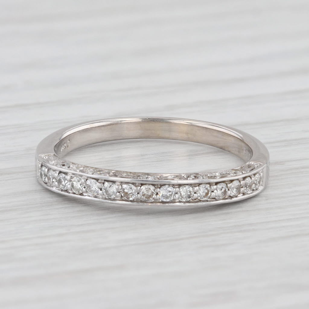 Light Gray 0.27ctw Diamond Wedding Band 14k White Gold Size 7.5 Stackable Anniversary Ring