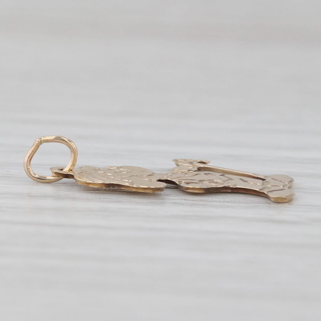 Light Gray Vintage Mickey Mouse Suit Top Hot Cane Pendant 14k Yellow Gold Disney Charm