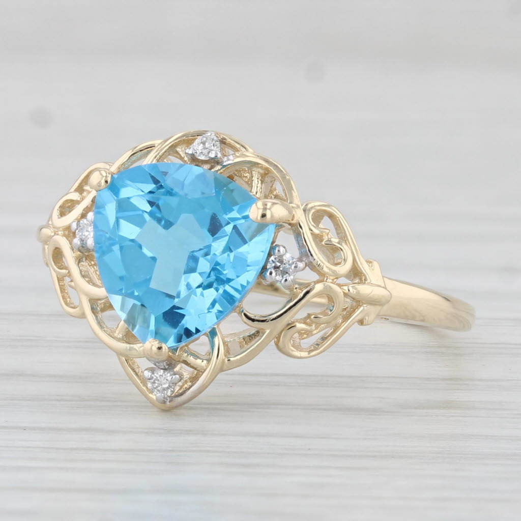 Light Gray 2.81ctw Blue Topaz Diamond Ring 10k Yellow Gold Size 8.75