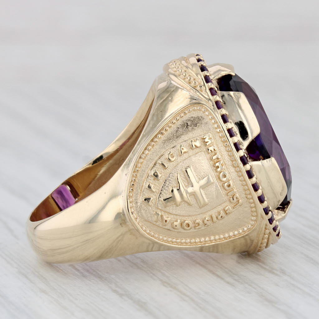 Gray 8.25ctw Oval Amethyst American Episcopal African Ring 14k Gold Church Keepsake