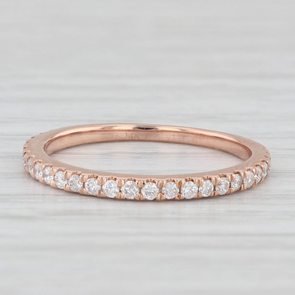Light Gray 0.33ctw Diamond Wedding Band 14k Rose Gold Size 6 Stackable Anniversary