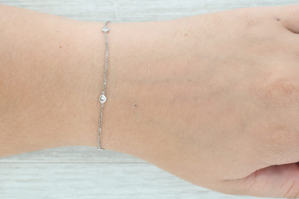 0.23ctw Diamonds by the Yard Station Bracelet 7.5" Cable Chain