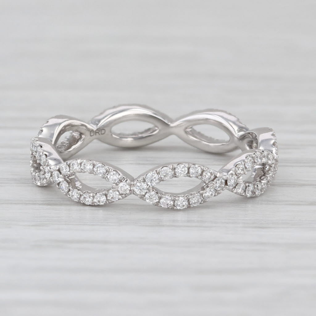 0.46ctw Diamond Woven Eternity Ring 14k White Gold Size 7 Stackable Wedding Band