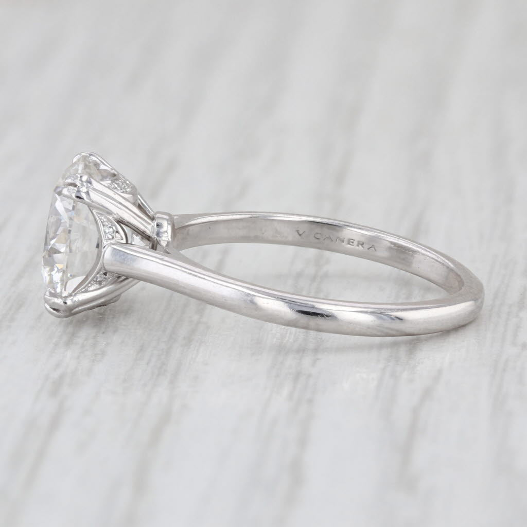 IGI 3.11ctw Round Lab Grown Diamond Engagement Ring 900 Platinum Size 6.5