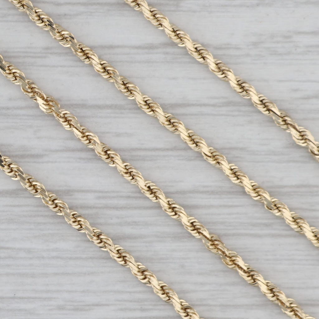 Gray 24.25" Rope Chain Necklace 14k Yellow Gold 1.8mm Lobster Clasp