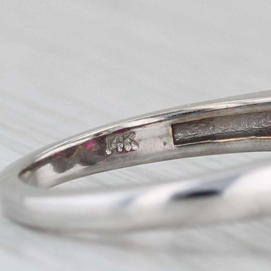 Gray 2.22ctw Ruby 3-Stone Diamond Halo Ring 14k White Gold Size 5.75