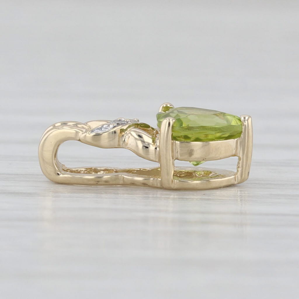 0.24ct Peridot Heart Diamond Pendant 10k Yellow Gold Small Drop