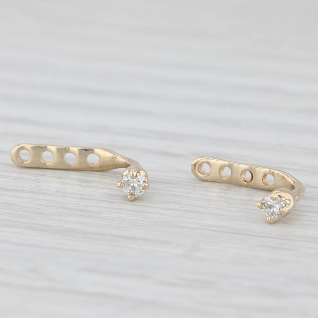 Light Gray Small Diamond Drop Earring Enhancers for Stud Earrings 14k Yellow Gold