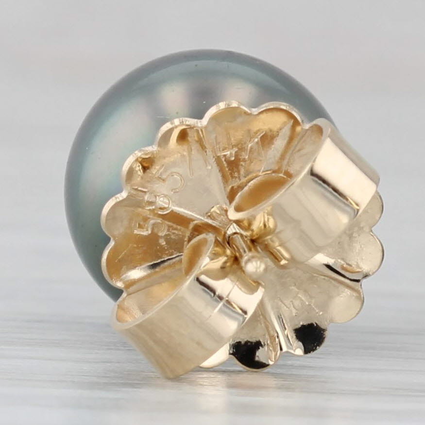 Gray Gray Cultured Pearl Stud Earrings 14k Yellow Gold 9.9mm
