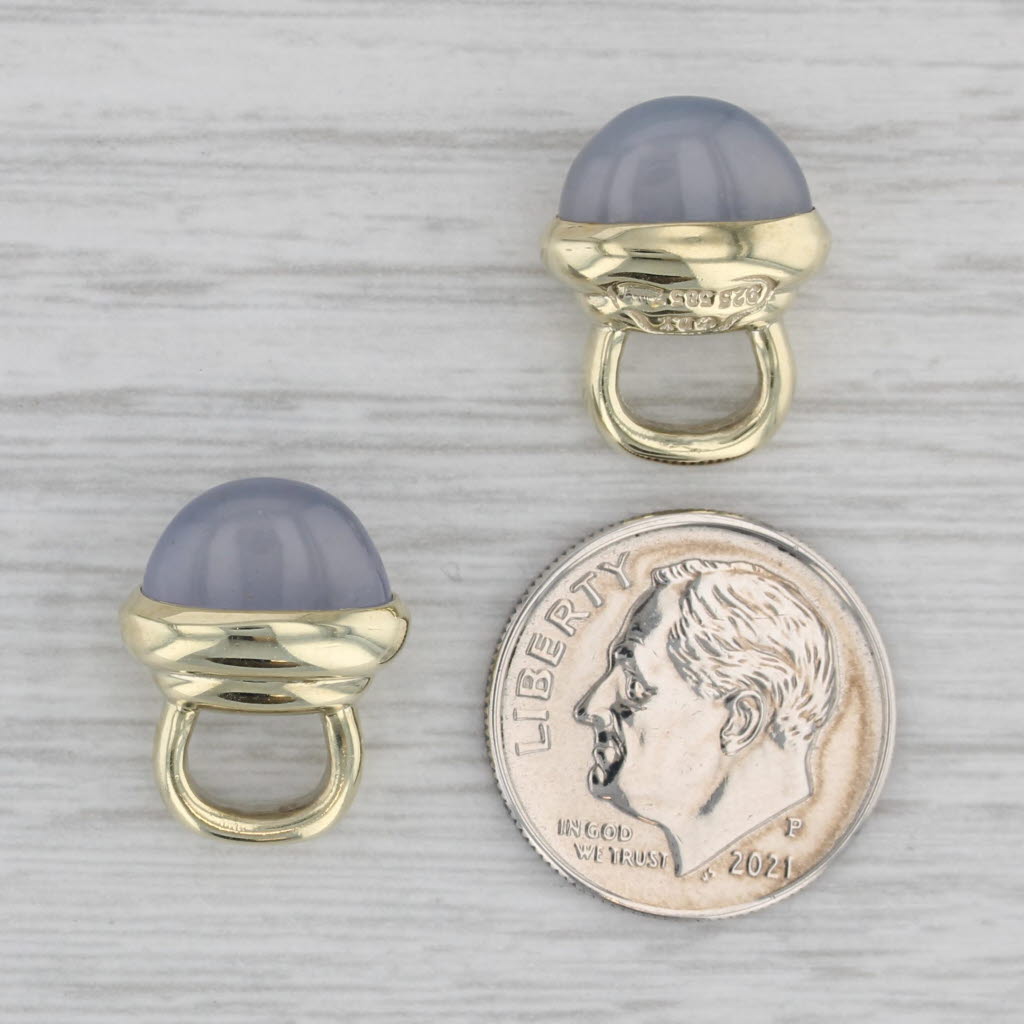 Gray David Yurman Blue Chalcedony Earring Enhancer Charms 14k Yellow Gold