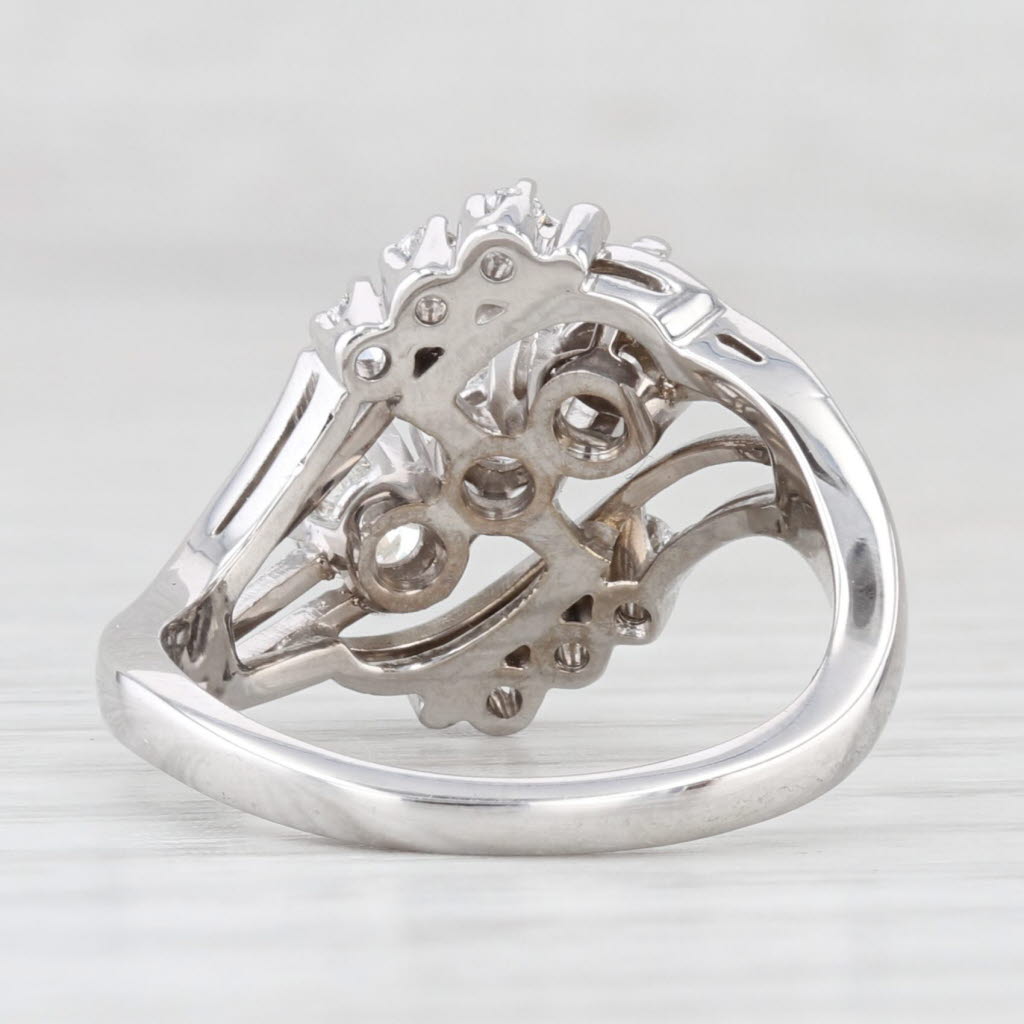 Light Gray Jabel 0.85ctw Diamond Bypass Ring 18k White Gold Size 6.25 Cocktail 3-Stone