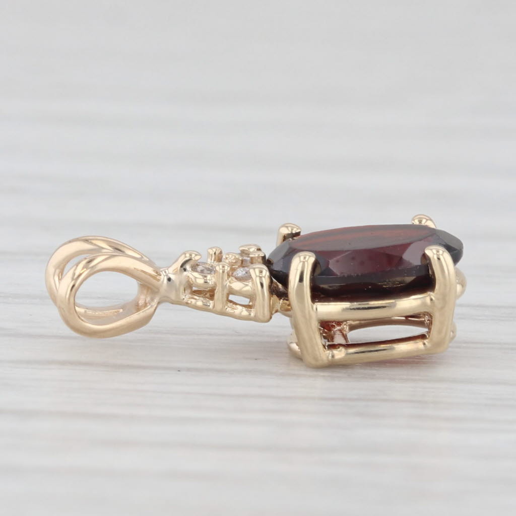Light Gray 1.29ctw Garnet Diamond Pendant 10k Yellow Gold Small Drop