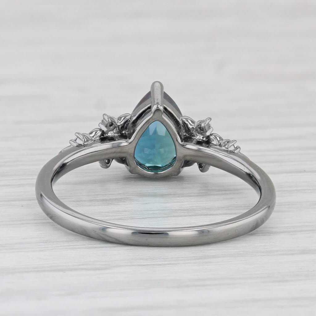 Light Gray 1.28ctw Teal Lab Created Alexandrite Cubic Zirconia Ring 10k White Gold Sz 7.75