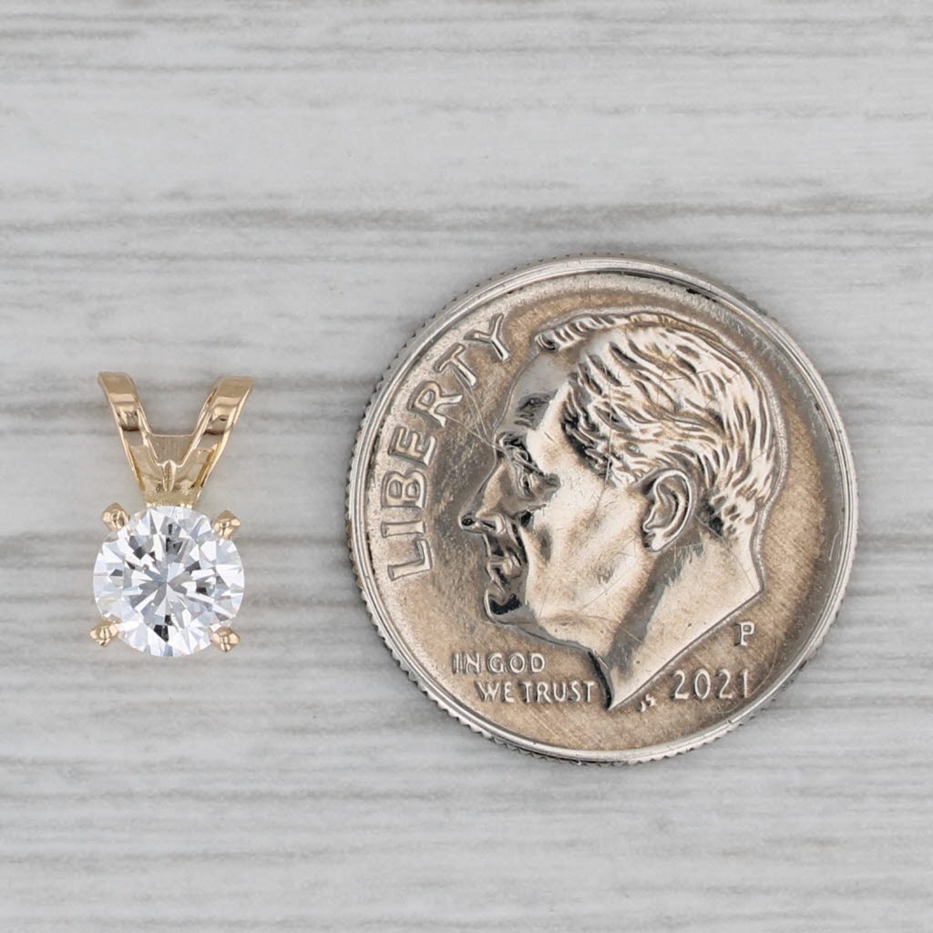 Gray New 0.50ct Round Diamond Solitaire Pendant 14k Yellow Gold Small Drop