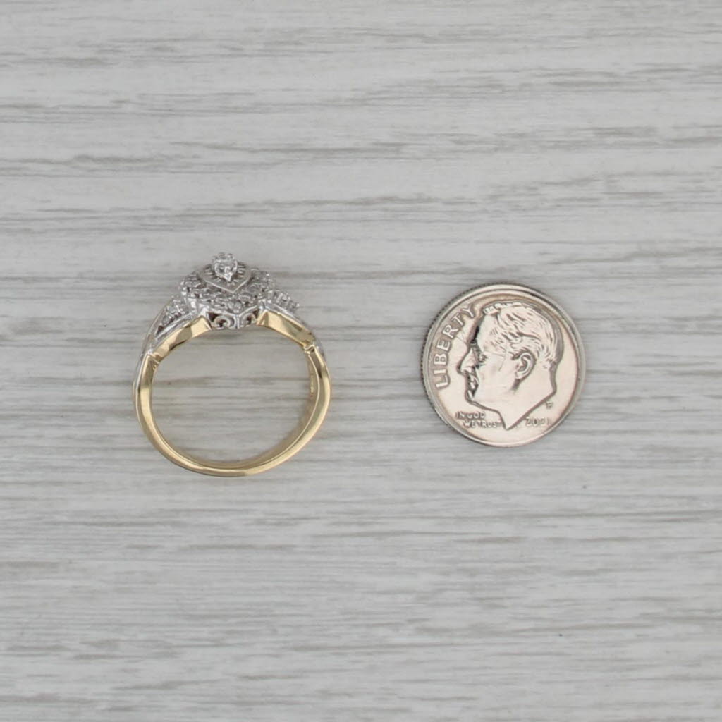 Vintage 0.748ctw Diamond Marquise Halo Engagement Ring 14k Gold Size 7