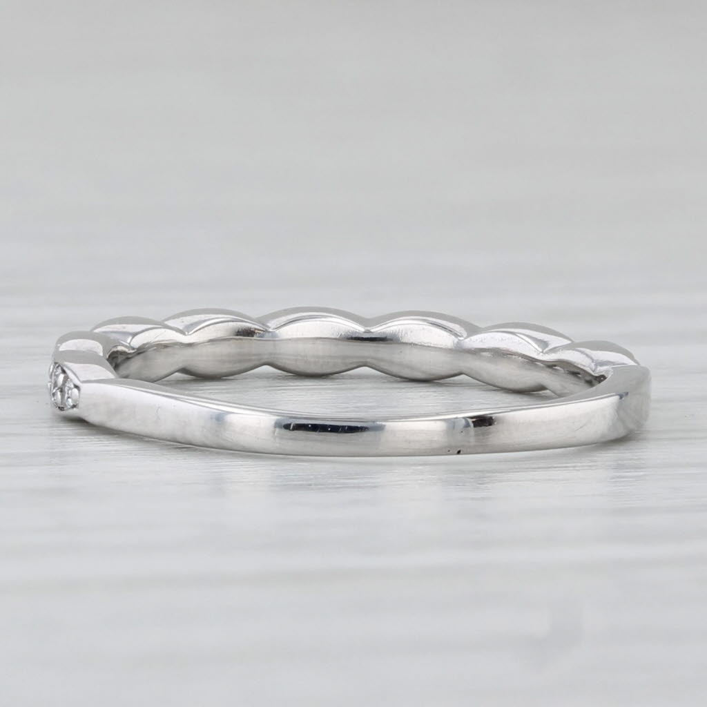 Light Gray 0.20ctw Diamond Wedding Ring 14k White Gold Stackable Band Size 5.5