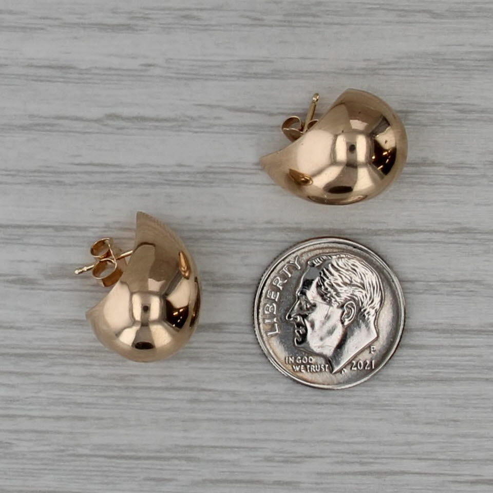 Beveled Puffy Teardrop Stud Earrings 14k Yellow Gold Studs