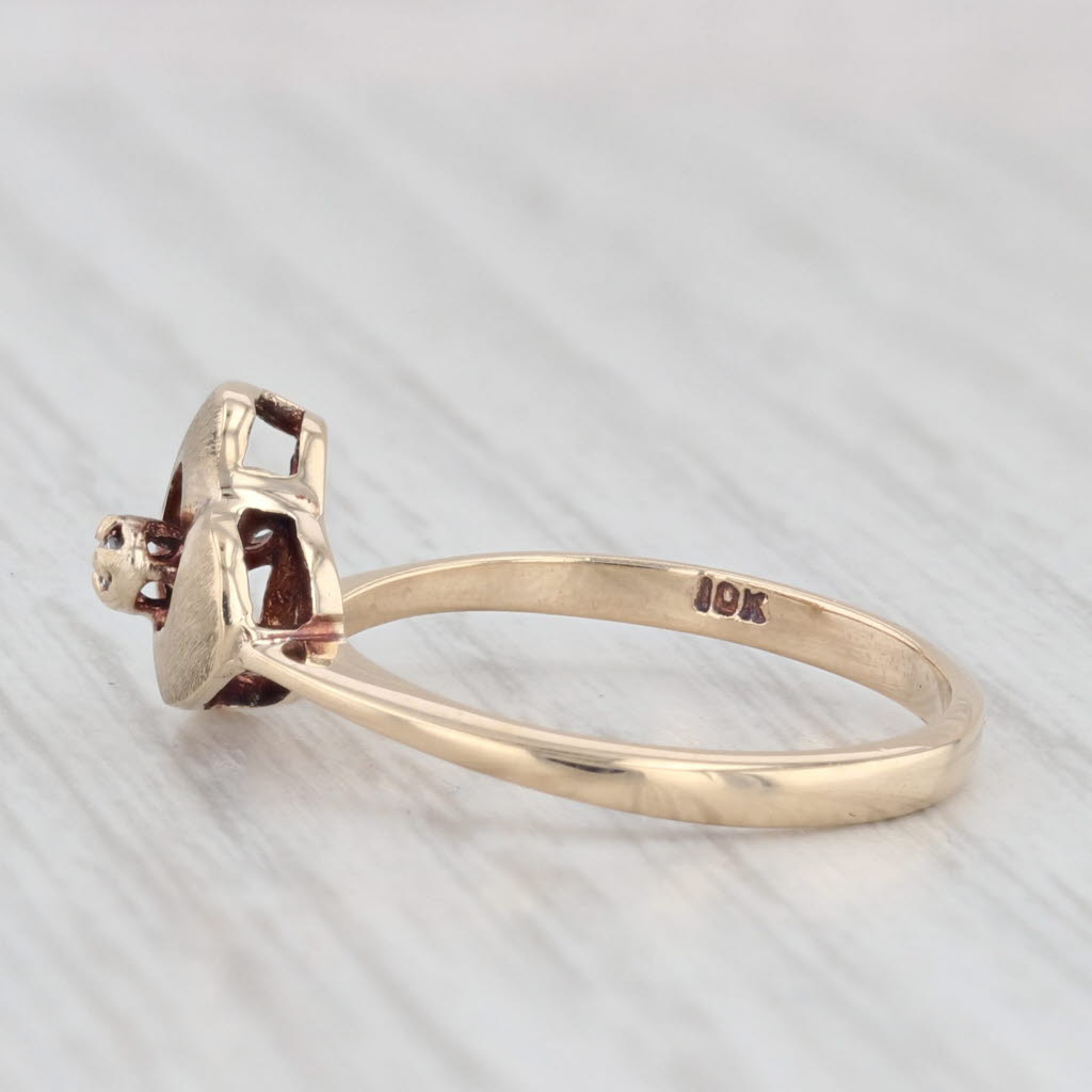 Light Gray Diamond Solitaire Open Heart Ring 10k Yellow Gold Size 6.25 Bypass