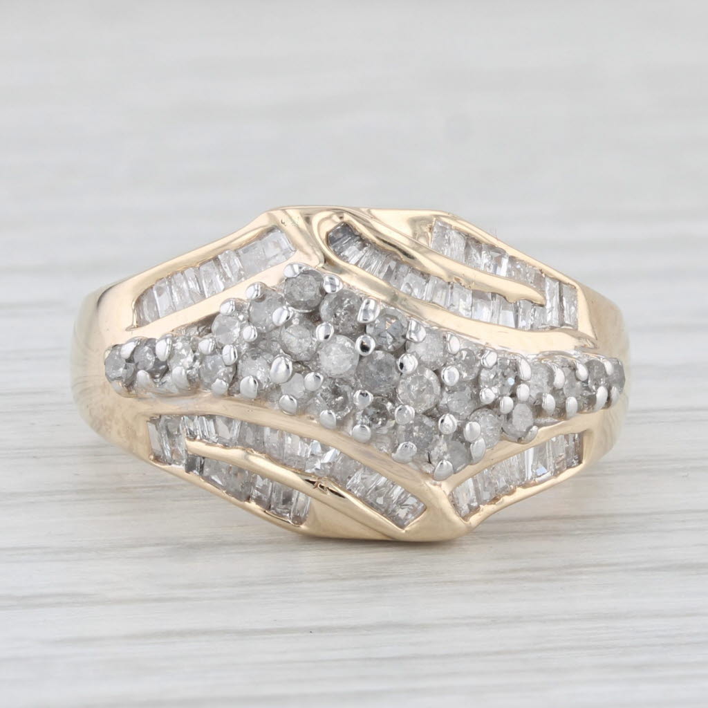 Light Gray 1ctw Diamond Cluster Ring 10k Yellow Gold Size 7.25