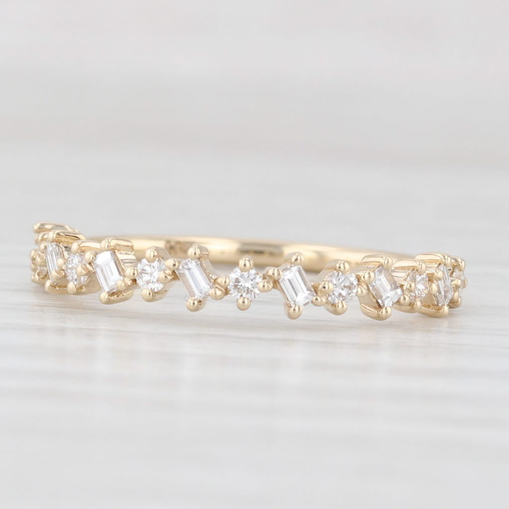 Light Gray New 0.30tw Diamond Wedding Band 14k Yellow Gold Stackable Anniversary Ring 6.5