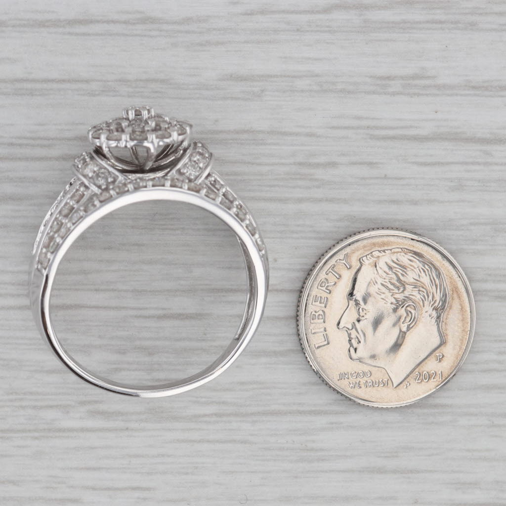 Gray 1.73ctw Diamond Cluster Halo 10k White Gold Size 9.75 Ring Cocktail