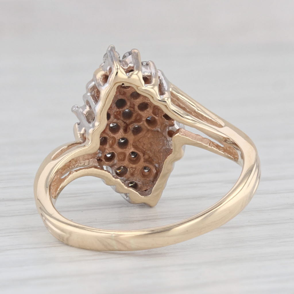 Light Gray 0.44ctw Diamond Cluster Ring 10k Yellow Gold Size 7.25