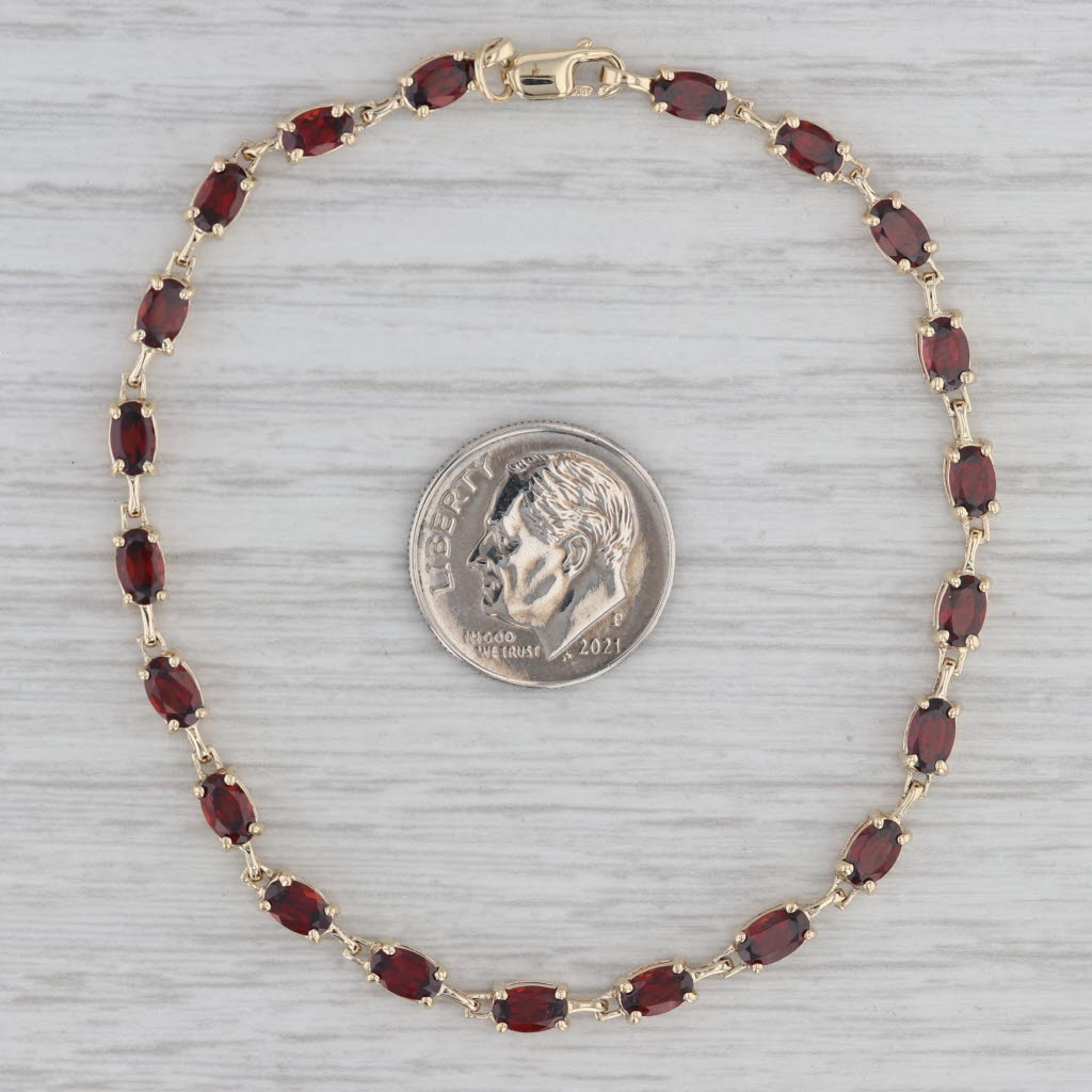 Gray 6.30ctw Garnet Tennis Bracelet 10k Yellow Gold 7.5" 3.4mm