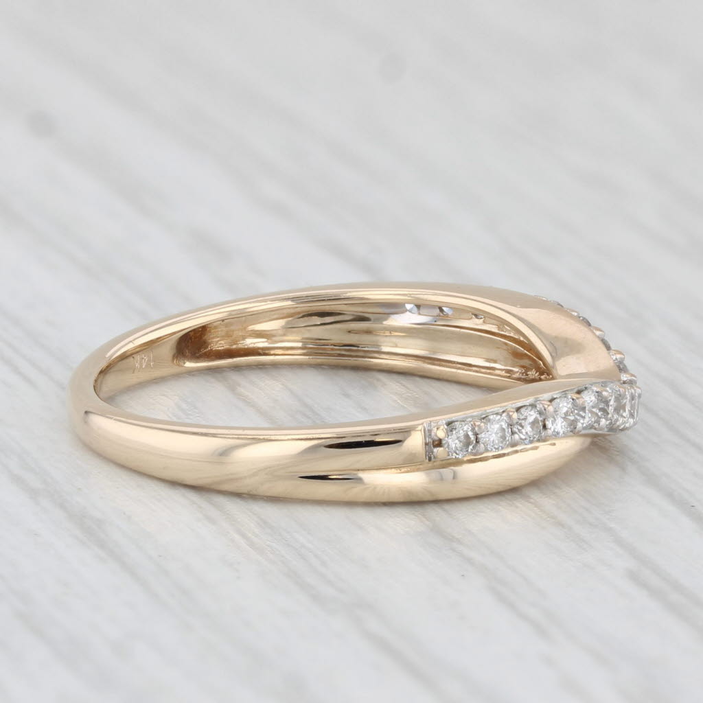 Light Gray 0.30ctw Contoured Diamond Ring 14k Yellow Gold Size 7 Stackable Wedding Band