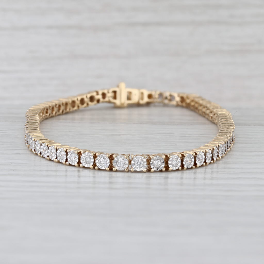 1.70ctw Diamond Tennis Bracelet 14k Yellow Gold 9" 3.8mm
