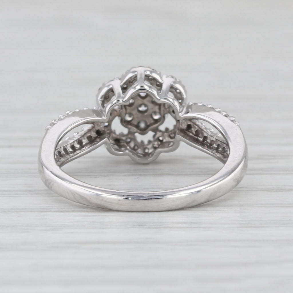 0.33ctw Diamond Cluster Engagement Ring 14k White Gold Size 5
