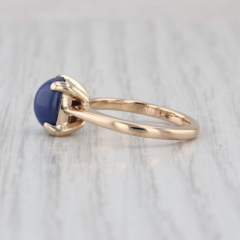 Linde Lab Created Star Sapphire Ring 14k Yellow Gold Size 5.75 Oval Cabochon
