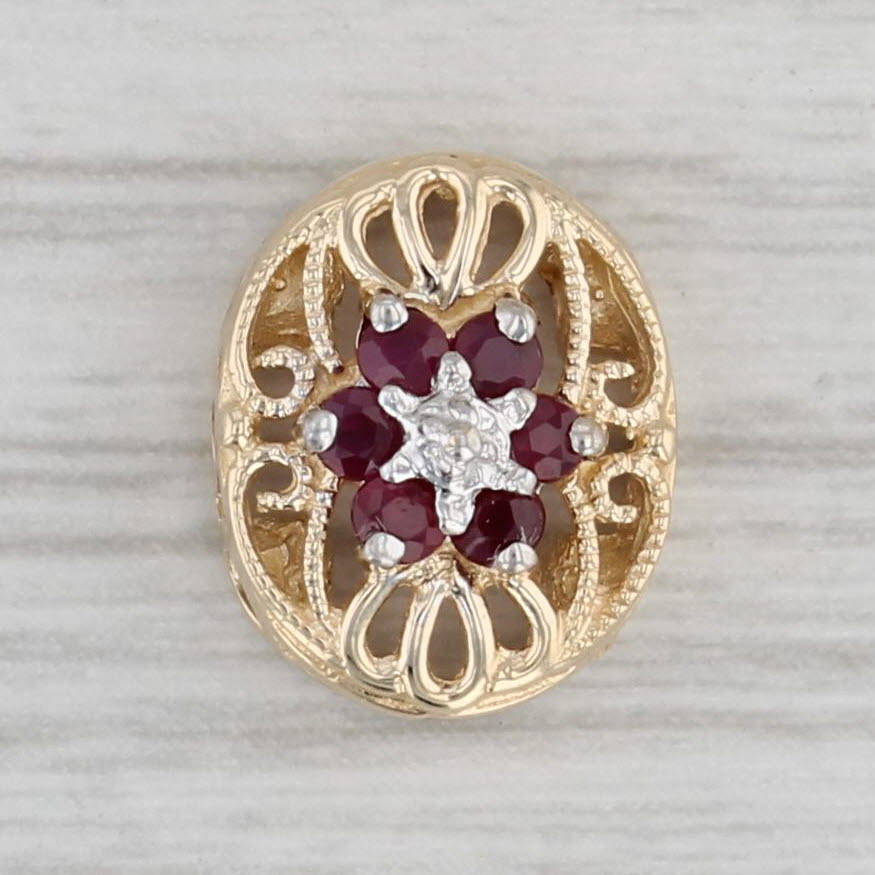 Gray 0.14ctw Ruby Slide Charm 10k Yellow Gold Pendant