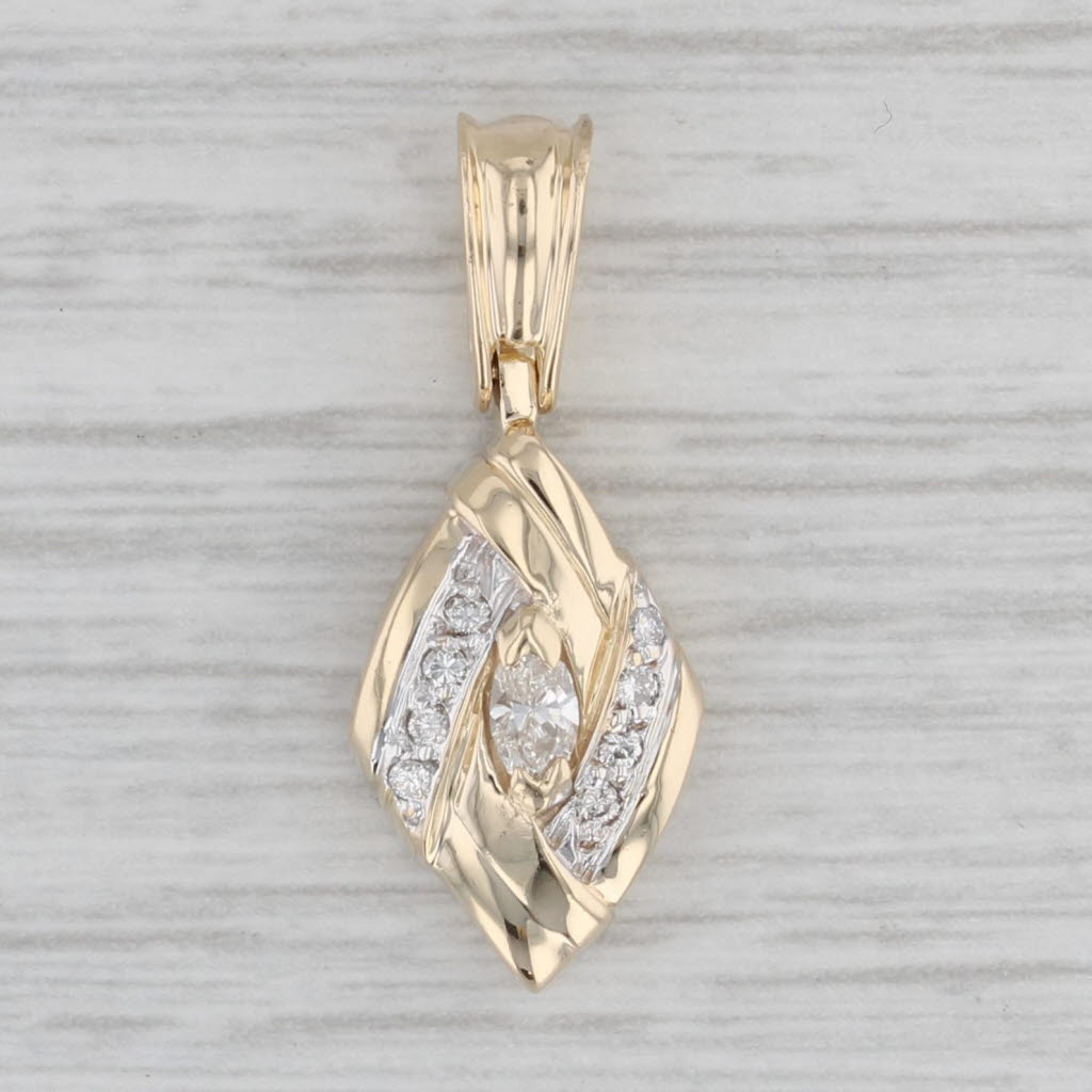 Gray 0.23ctw Diamond Drop Pendant 14k Yellow Gold
