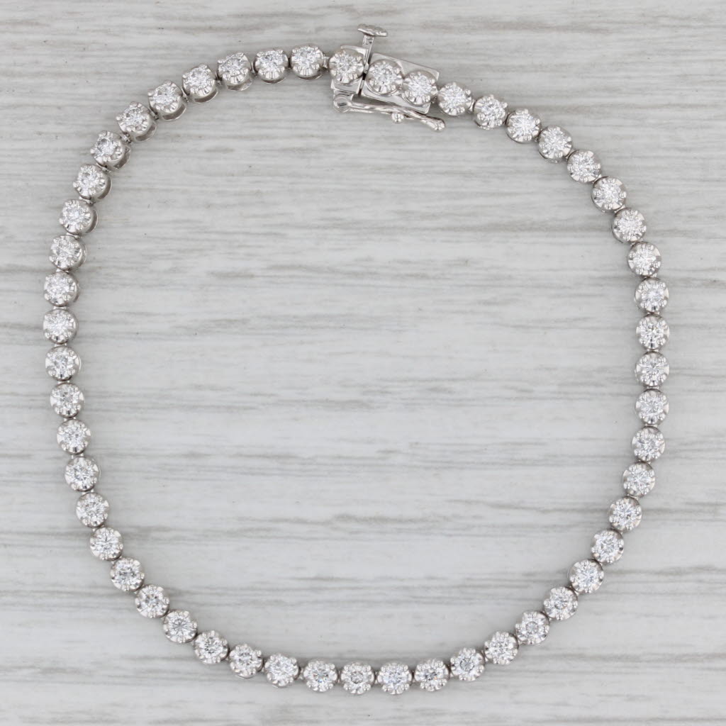 Gray 1.97ctw Diamond Tennis Bracelet 10k White Gold 6.75" 3.2mm