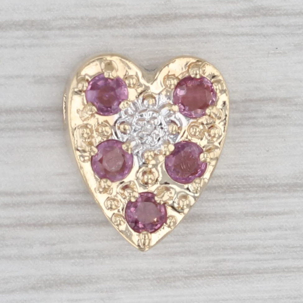 Light Gray 0.50ctw Pink Sapphire Diamond Heart Slide Bracelet Charm 10k Gold Richard Klein