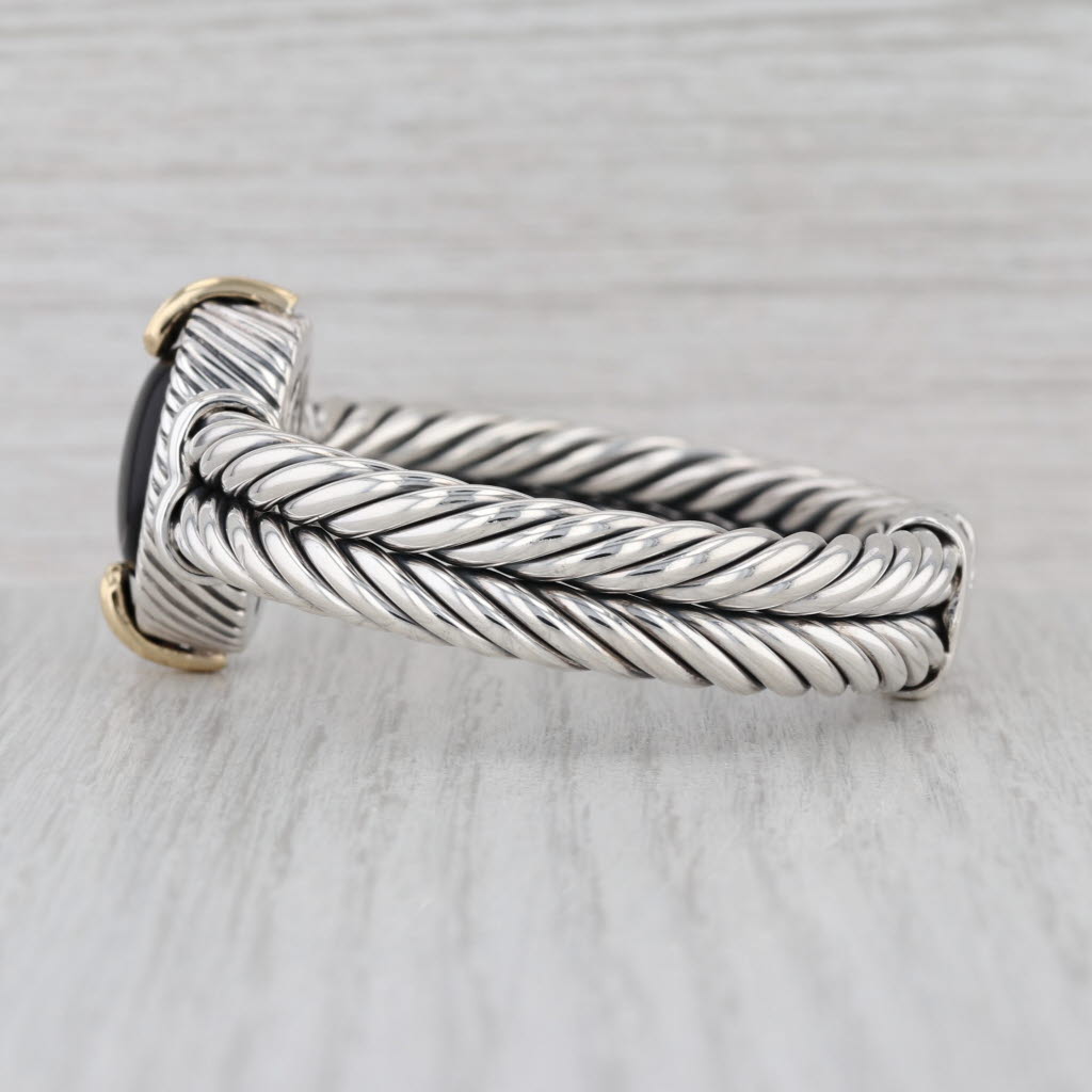 Flli Menegatti Italy Onyx Bangle Bracelet Sterling Silver 18k Gold 6.5"
