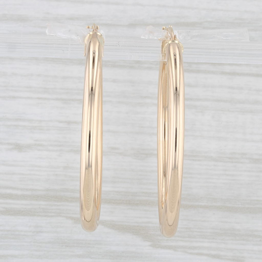 Light Gray New Hoop Earrings 14k Yellow Gold Snap Top Pierced Oval Hoops